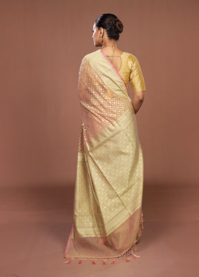 Cream Kora Silk Saree With Blouse Piece