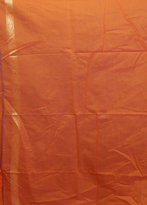 Orange Kora Silk Saree With Blouse Piece
