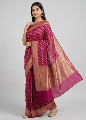 Purple Kora Silk Saree With Blouse Piece