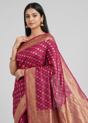 Purple Kora Silk Saree With Blouse Piece
