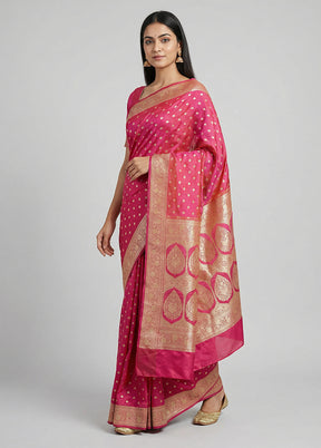 Pink Katan Silk Saree With Blouse Piece