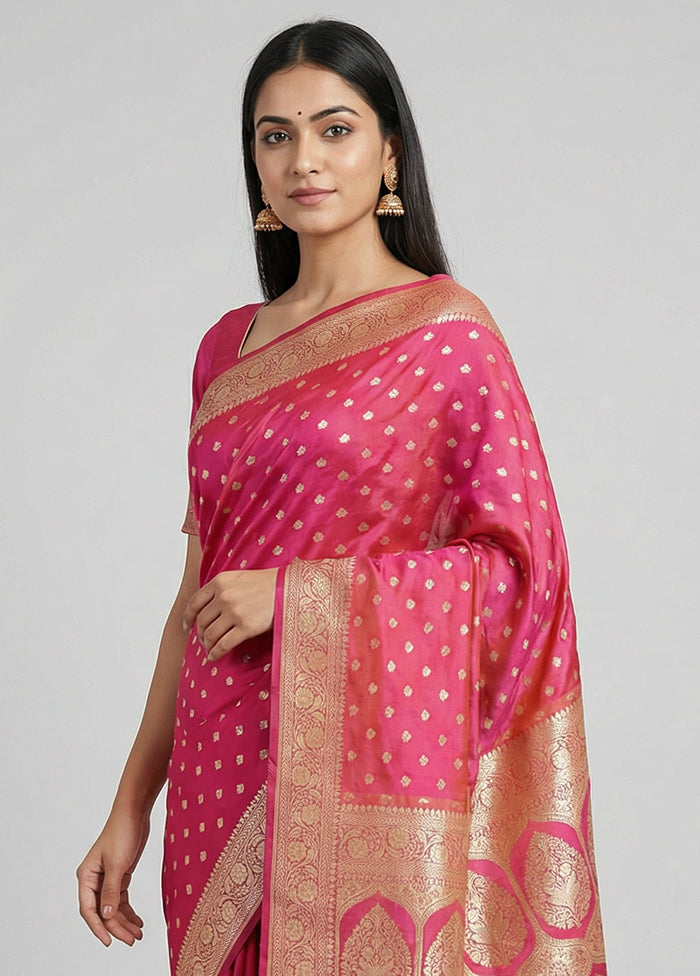 Pink Katan Silk Saree With Blouse Piece