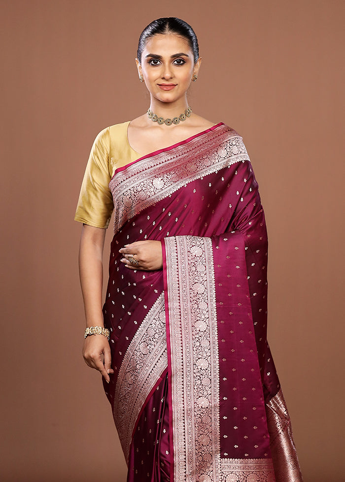 Maroon Katan Silk Saree With Blouse Piece