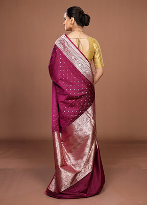 Maroon Katan Silk Saree With Blouse Piece