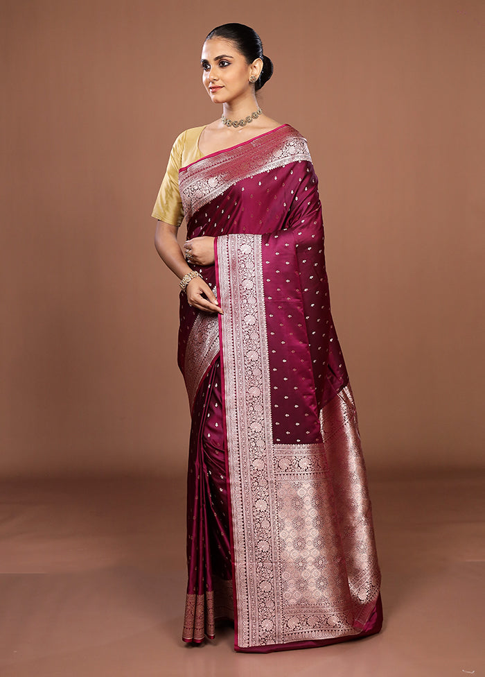 Maroon Katan Silk Saree With Blouse Piece