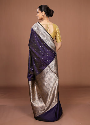 Blue Katan Silk Saree With Blouse Piece
