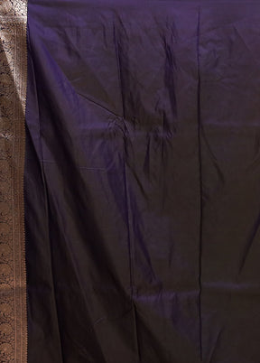 Blue Katan Silk Saree With Blouse Piece