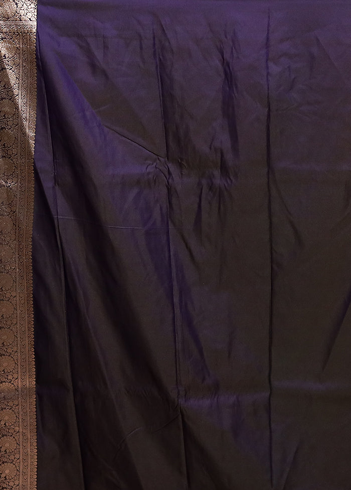 Blue Katan Silk Saree With Blouse Piece