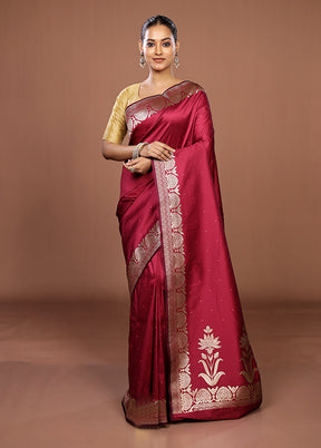 Maroon Katan Silk Saree With Blouse Piece
