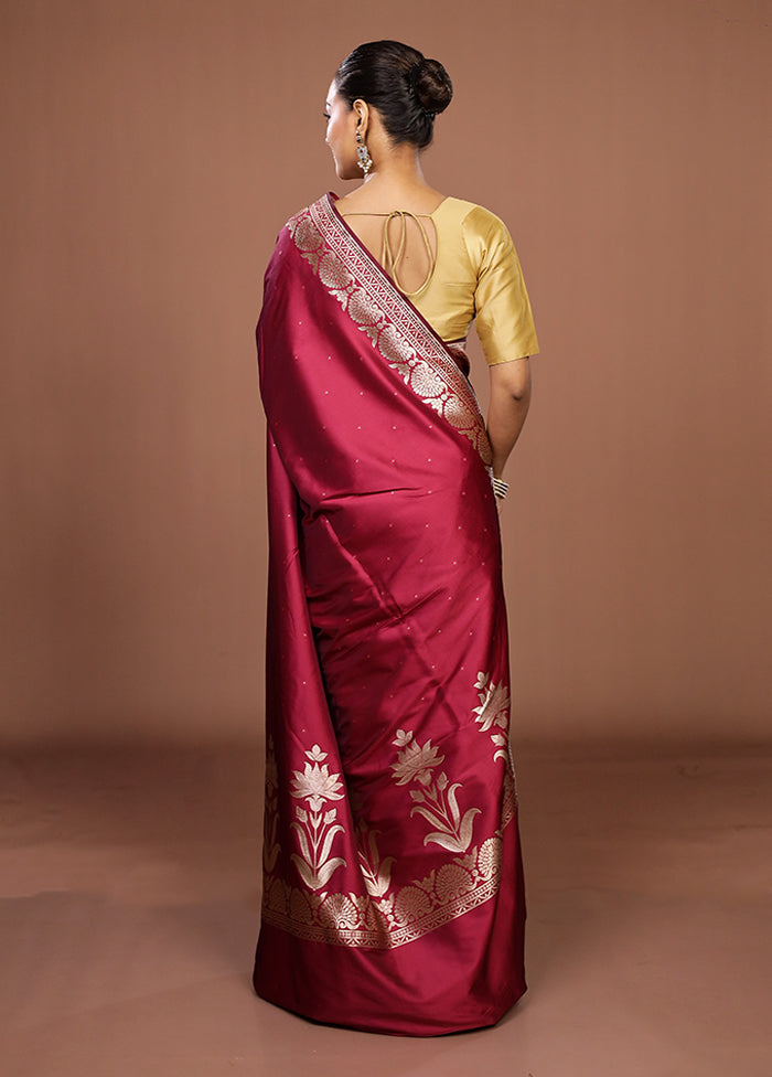 Maroon Katan Silk Saree With Blouse Piece