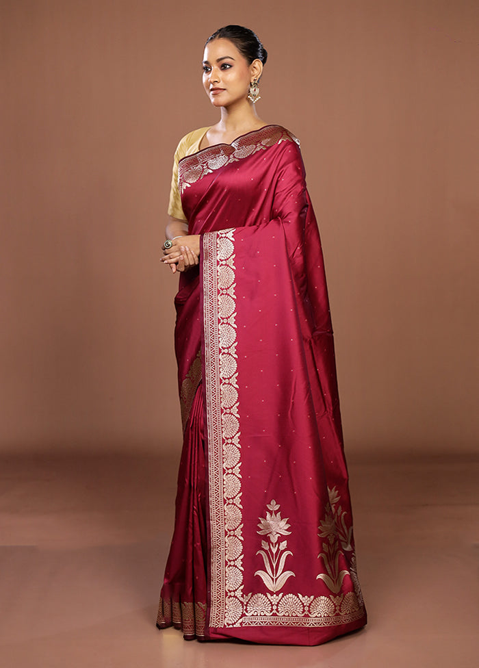 Maroon Katan Silk Saree With Blouse Piece