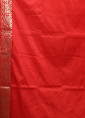 Red Katan Silk Saree With Blouse Piece