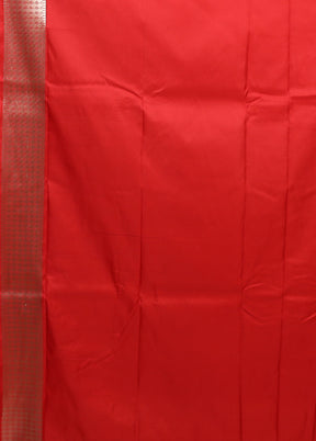 Red Katan Silk Saree With Blouse Piece