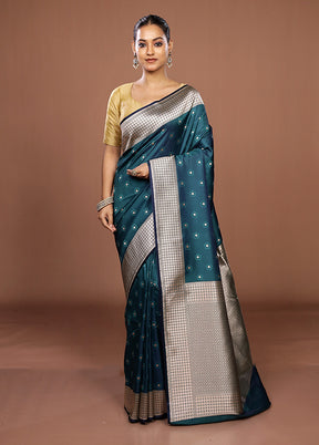 Green Katan Silk Saree With Blouse Piece