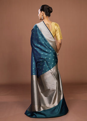 Green Katan Silk Saree With Blouse Piece