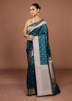 Green Katan Silk Saree With Blouse Piece