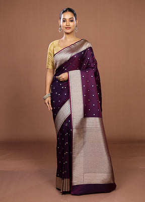 Purple Katan Silk Saree With Blouse Piece