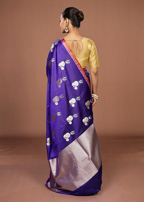 Purple Katan Silk Saree With Blouse Piece