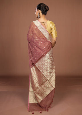 Brown Kora Silk Saree With Blouse Piece