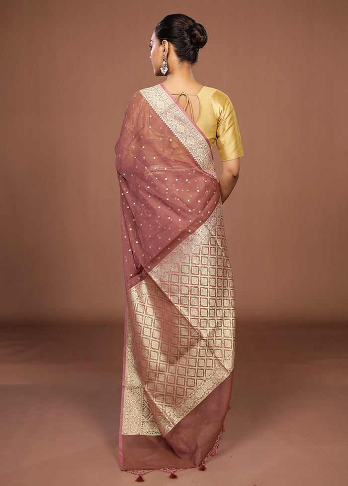 Brown Kora Silk Saree With Blouse Piece