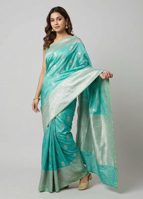 Green Katan Silk Saree With Blouse Piece