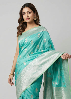 Green Katan Silk Saree With Blouse Piece