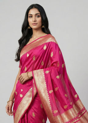 Pink Katan Silk Saree With Blouse Piece