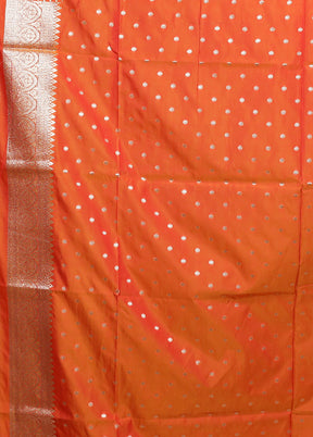 Orange Katan Silk Saree With Blouse Piece