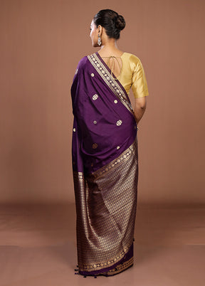 Purple Dupion Silk Saree With Blouse Piece