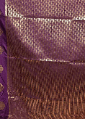 Purple Dupion Silk Saree With Blouse Piece