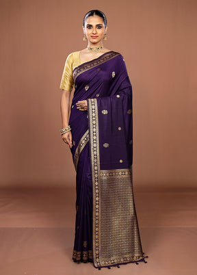 Purple Dupion Silk Saree With Blouse Piece