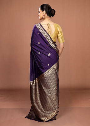 Purple Dupion Silk Saree With Blouse Piece