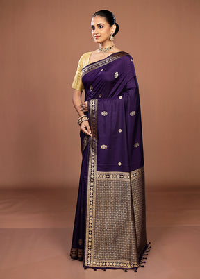 Purple Dupion Silk Saree With Blouse Piece