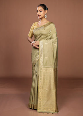 Green Dupion Silk Saree With Blouse Piece