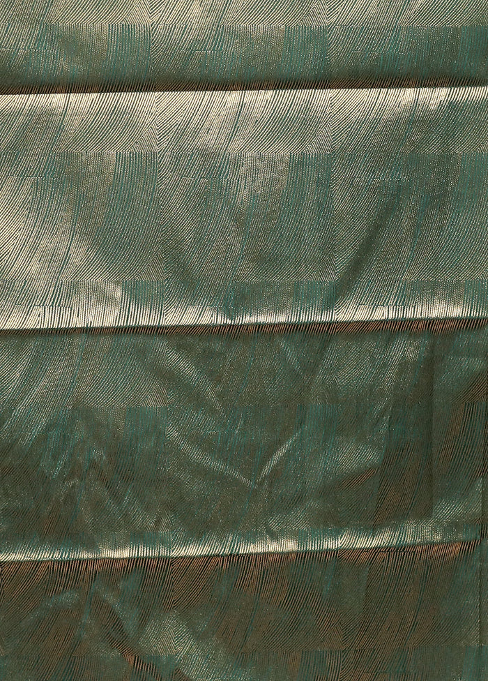 Green Dupion Silk Saree With Blouse Piece