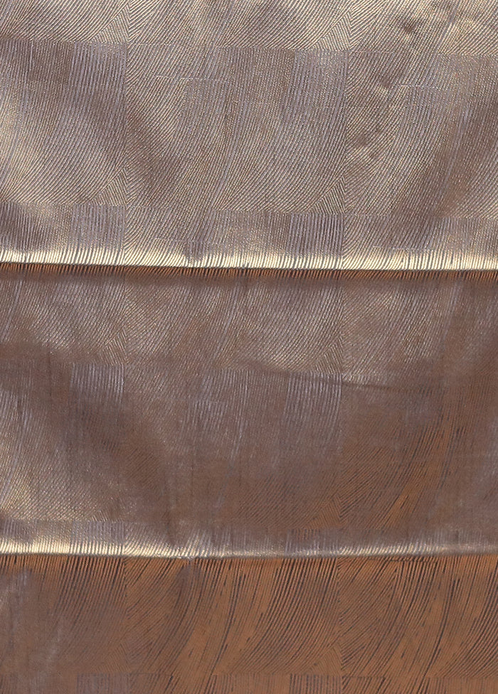 Grey Dupion Silk Saree With Blouse Piece