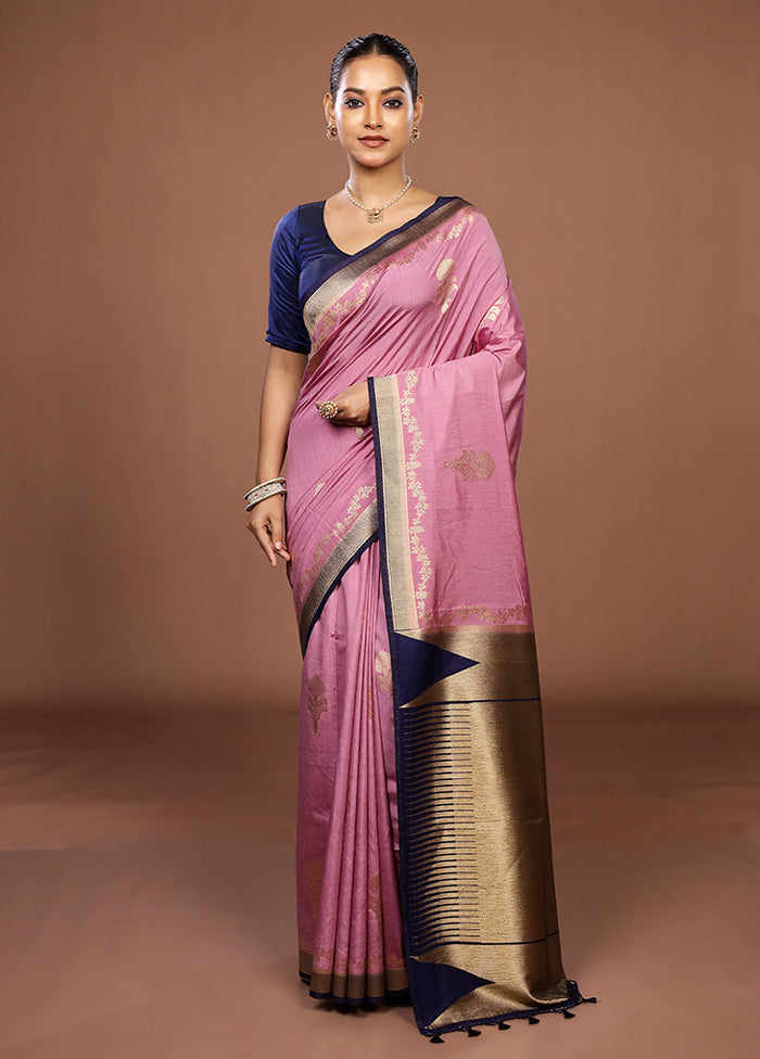 Pink Dupion Silk Saree With Blouse Piece