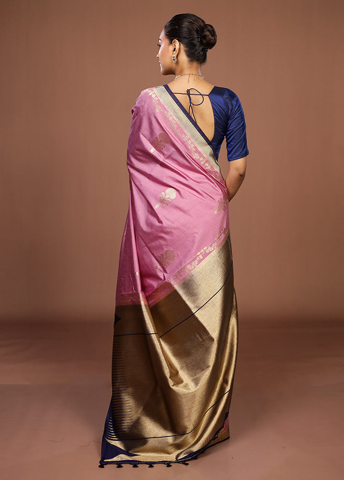 Pink Dupion Silk Saree With Blouse Piece