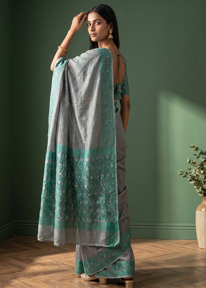 Green Jamdani Cotton Saree Without Blouse Piece