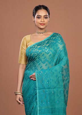 Green Jamdani Cotton Saree Without Blouse Piece