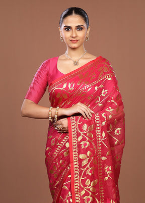 Pink Jamdani Cotton Saree Without Blouse Piece