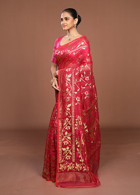 Pink Jamdani Cotton Saree Without Blouse Piece