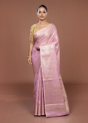 Pink Dupion Silk Saree With Blouse Piece