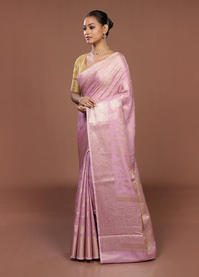 Pink Dupion Silk Saree With Blouse Piece