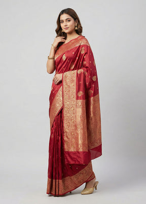 Pink Dupion Silk Saree With Blouse Piece