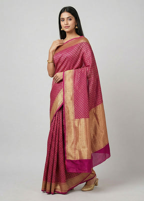 Purple Kora Silk Saree With Blouse Piece