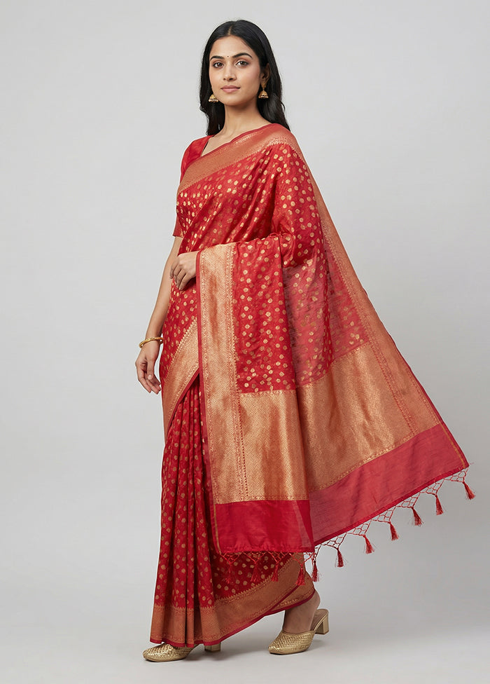 Pink Kora Silk Saree With Blouse Piece