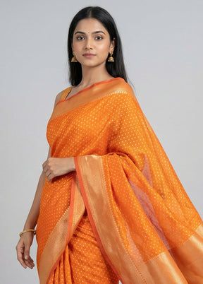 Pink Kora Silk Saree With Blouse Piece