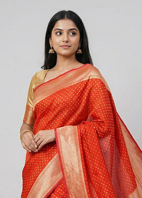 Blue Kora Silk Saree With Blouse Piece