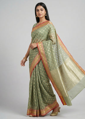 Pink Kora Silk Saree With Blouse Piece